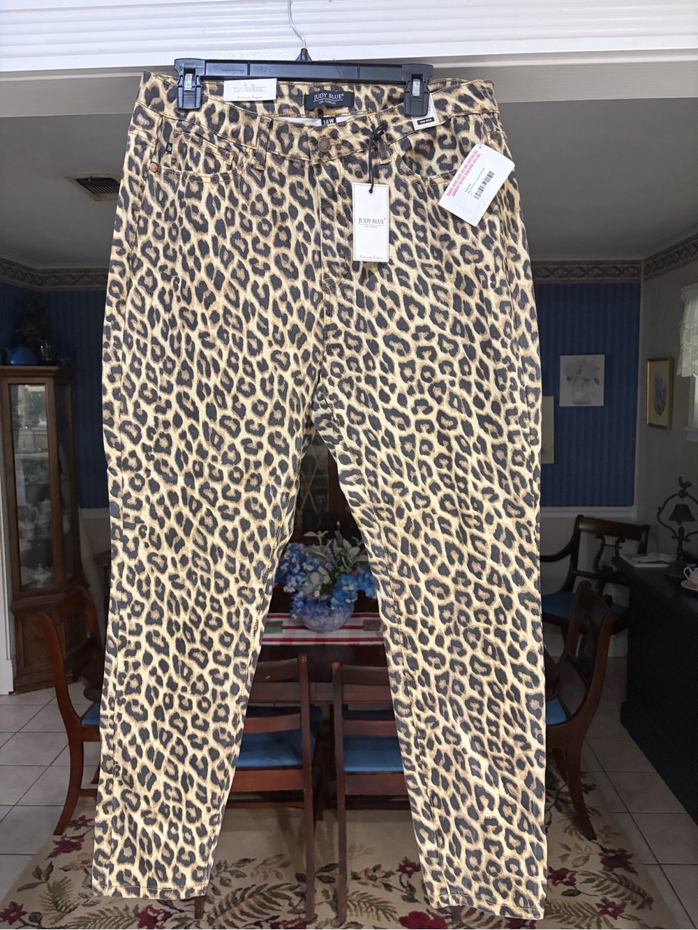 Judy Blue Leopard Print Straight Leg Jeans - Tan & Black
